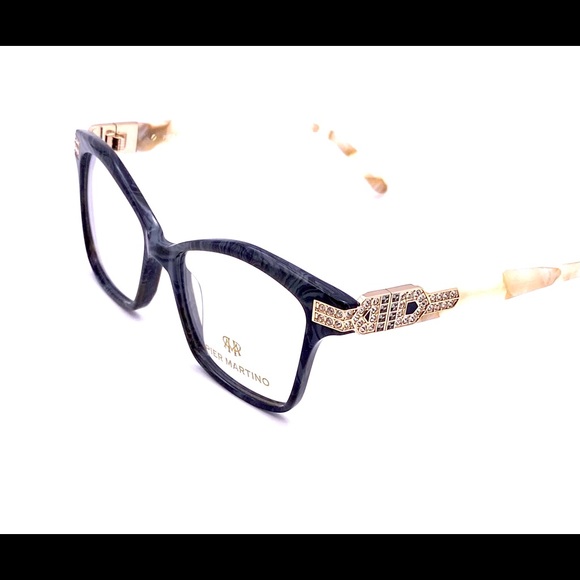 Pier Martino Italy Eyeglasses Black Onyx Marble & Ivory + Swarovski Crystals - Picture 10 of 15